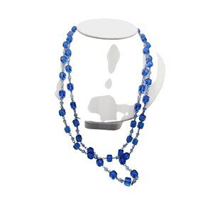 Antique Art Deco Linked Glass Cube Beaded Necklace (A2562)
